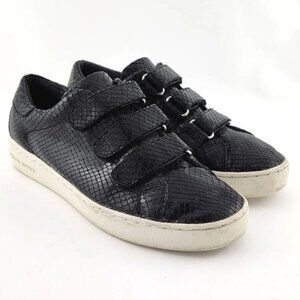 Michael Kors MK Women's Sneaker Shoes Black Reptile Texture 3 Straps Size 5M